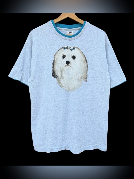 Fruit of the Loom Other - Vintage 90s Maltese Dog T-Shirt Gray Size Large Fruit Of The Loom USA